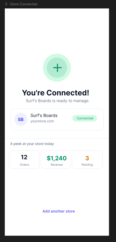 WooPilot connect screen